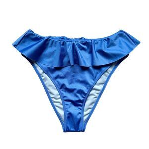 🆕Victoria’s Secret Swim Blue Ruffle High Waist Cheeky Bikini Bottom